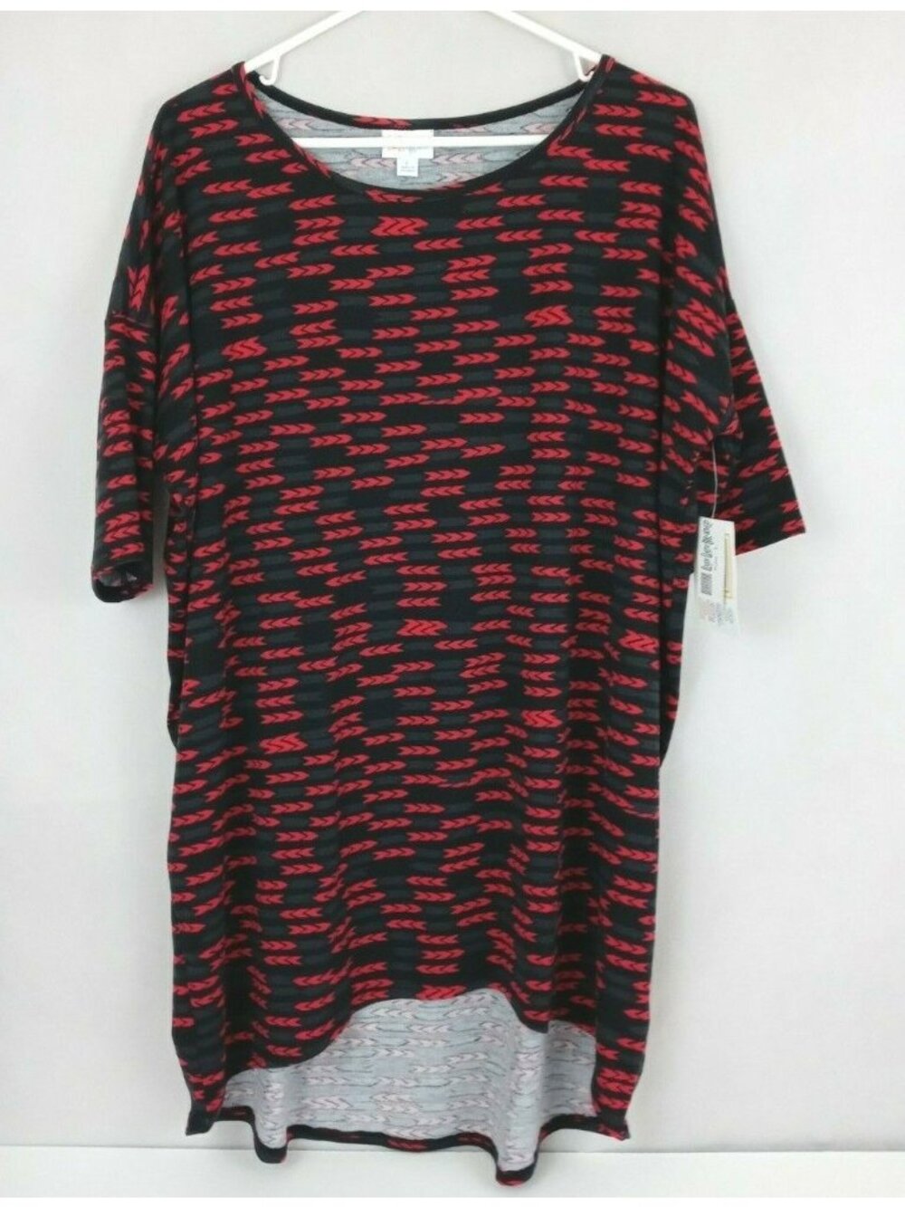NWT LuLaRoe Irma Tunic Black With Red Arrows Design Size Large